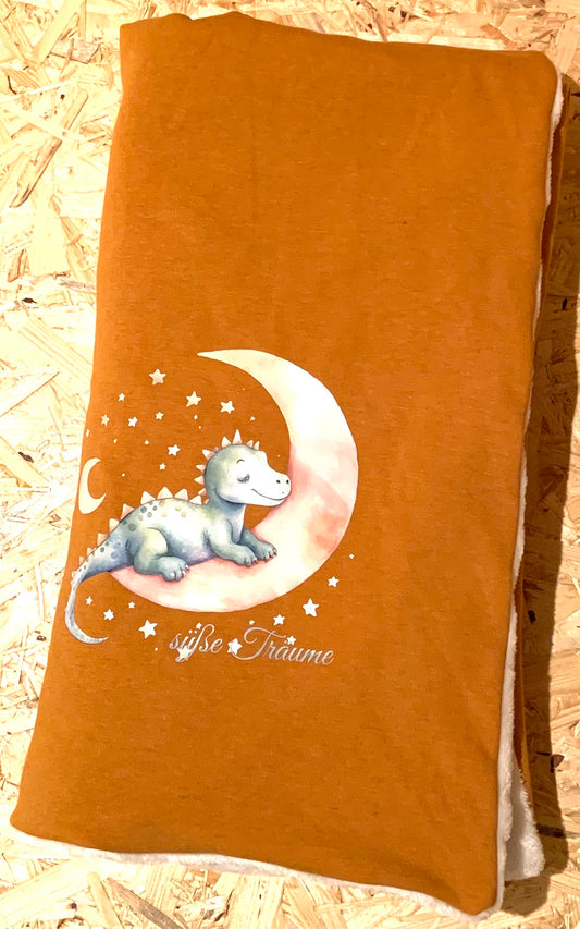 Kuscheldecke „Süße Träume“ – Dino-Motiv, Unikat